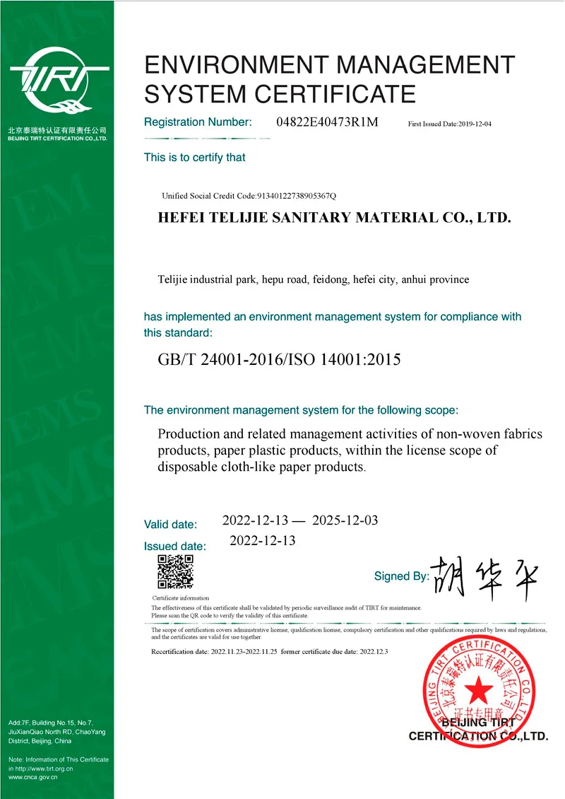 iso14001 environmental management system certificate